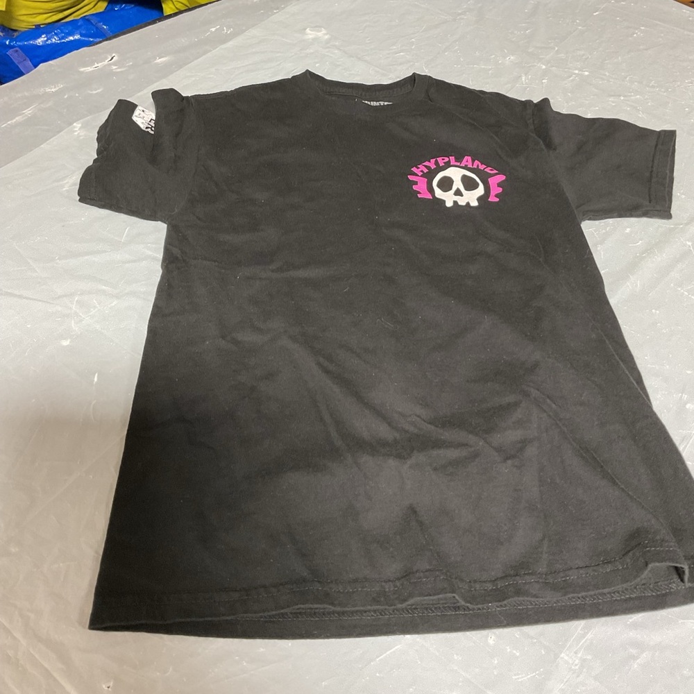 Hunter Black Kids Short Sleeve Tee with Pink Skull Graphic